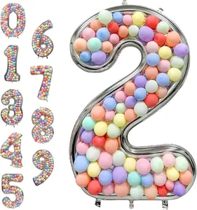 Balões de prata com número grande Mylar, decoração para festa de aniversário, casamento, cenário, decoração de aniversário, tamanho 65