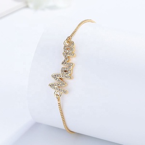 กำไลข้อมือแฟชั่นประดับเพชรคิวบิกเซอร์โคเนียแบบดึง-ดัน ชุบทอง 18K สำหรับผู้หญิงและคู่รัก ขายส่ง - Product Image 5
