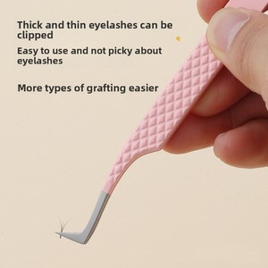 Alta precisão em aço inoxidável pinça cílios com Pink Fiber Tip e Gold Clip Beauty Tool para extensões - Product Image 4