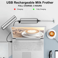 Mousseur à lait électrique portatif en acier inoxydable, rechargeable par USB, automatique, écologique, pour café, matcha, thé, avec protection