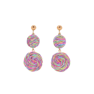 ต่างหูแฟชั่นทรงหยดน้ำ สแตนเลส 316L ชุบทอง PVD ทนทาน ดีไซน์เกลียวหลากสี - Product Image 2