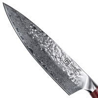 KEEMAKE Couteau de chef de cuisine japonais de 8 pouces avec manche rouge G10 67 couches en acier damas livré avec boîte-cadeau