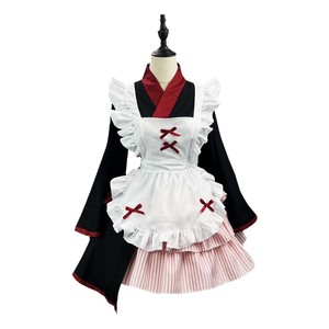 Japanese Kimono Maid Outfit Cosplay Plus Size Lolita Anime Long Sleeve Uniform Black Polyester Winter 2024 - Product Image 4
