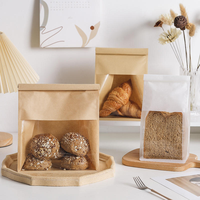 En stock, sac en papier kraft écologique blanc pour boulangerie, pain, biscuits, emballage de sandwich, emballage de pain avec fenêtre