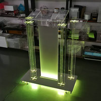 Pupitre en acrylique, plate-forme de chant en cristal européen, pupitre croisé, table de serment, avec lumières LED
