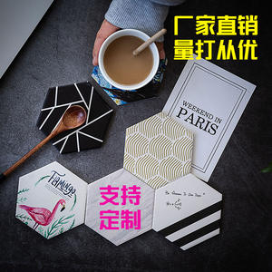 Posavasos Hexagonales de Cerámica LJ-01-81, Impresión Digital, Diseño Artístico Abstracto, Juego de Regalo Promocional Duradero - Product Image 5