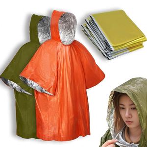 Impermeable Térmico con Capucha, Reflectante, Desechable, Portátil, para Todas las Estaciones, Poncho de Mylar con Lámina de Aluminio - Product Image 1