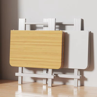 Table à manger carrée multifonctionnelle pliable et réglable, mobilier de salle à manger moderne en bambou avec pieds en fer, rangement facile pour la pièce