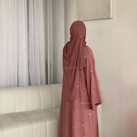 Abaya brodée florale haut de gamme, robe pour femmes, mode musulmane, manches longues, broderie, ensemble deux pièces, robe verte rose, kaftan