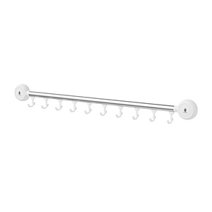 Suction Cup Hook Rack 6 Hooks White Modern Design Easy Installation Bathroom Kitchen Robe Hook Storage Organizer - Product Image 5
