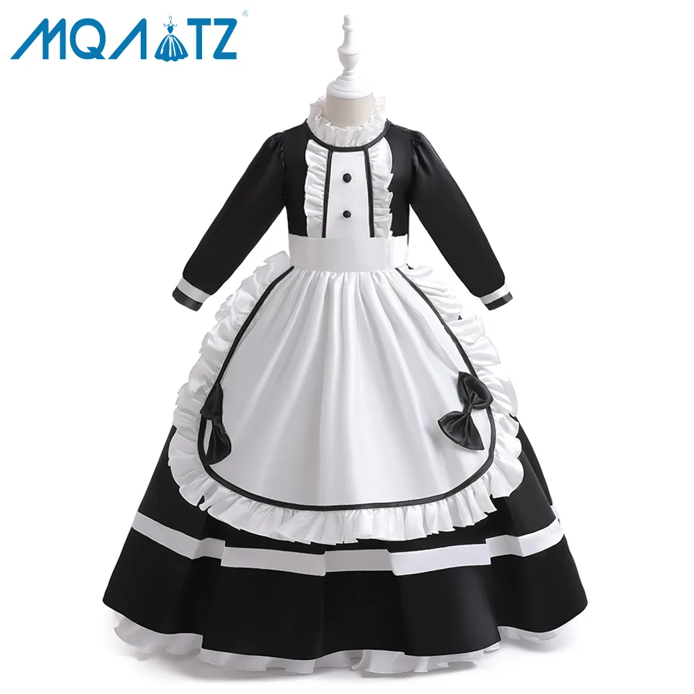 MQATZ модное платье горничной на Хэллоуин для девочки косплей костюм в стиле Лолиты с банданами и фартуками 393