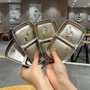304 Stainless Steel Dipping Dish Rectangle Cartoon Pattern Camping Condiment Tray - Product Image 3