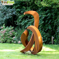 Sculpture abstraite en acier Corten YouFine, décoration de jardin extérieure, art métallique moderne, art paysager, sur mesure