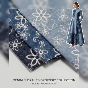 Tela vaquera jacquard de mezcla de <span class=keywords><strong>lyocell</strong></span> bordada con cuentas de pétalos de estrella estilo chino, de 10 milésimas de grosor, con acabado suave y duradero, de gran venta. - Product Image 4