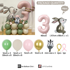 Ballon en aluminium rose 3D en forme de petit <span class=keywords><strong>lapin</strong></span> de la jungle, 40 pouces, ensemble de décoration de fête d'anniversaire pour enfants - Product Image 4