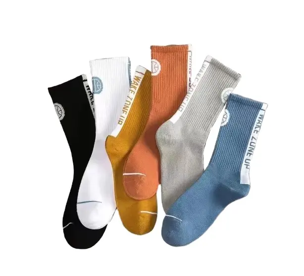 A036 Letter Comfortable Regular CREW Men socks