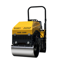 Rouleau compacteur vibrant à double tambour en acier de 1,5 tonne, rouleau tandem hydraulique pour finition lisse sur routes et parkings