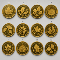 Pièce commémorative personnalisée 3D en forme de feuille dorée, pièce de défi en métal avec motifs feuille d'érable, chêne et ginkgo, médaille souvenir avec plusieurs options