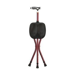 Cane <b>Stool</b> With Chair For Elderly Aluminum Alloy Magnetic Therapy Foldable Lightweight 87-97cm Black Burgundy - Product Image 4