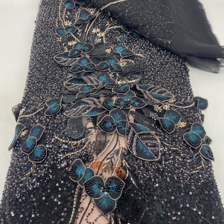 Luxury Beading Embroidered Lace Fabric for Dress Making