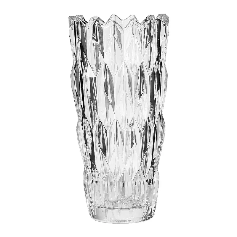 Vaso de cristal de vidro transparente em relevo novo design de alta qualidade Vaso fashion para venda