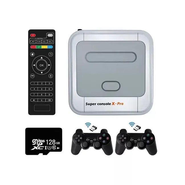 Dropshipping Bâton 4K HD Super Console X Pro 50 + Émulateur 50000 + Jeux Rétro Mini TV Box Vidéo Joueur De Jeu Pour PS1/N64/DC