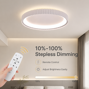 Plafonnier LED rond moderne avec télécommande, intensité variable, trois couleurs, en acrylique, à montage en surface, CRI élevé, pour chambre et salon - Product Image 4