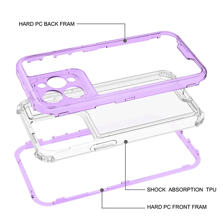 Casing ponsel pelindung iPhone, casing ponsel tugas berat transparan bening 360 tahan guncangan untuk iPhone 11 12 13 14 15 Pro max