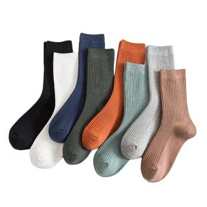 Men's Crew <b>Socks</b> Solid Knitted Cotton Breathable Daily Wear Autumn Style Beige Gray <b>Orange</b> Blue White Black Green - Product Image 1