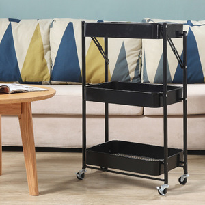 JX-küche <span class=keywords><strong>3</strong></span>-Tier faltbare utility roll warenkorb multifunktions Lagerung Regale mit Rädern für Büro Küche Bad Organisieren - Product Image 6