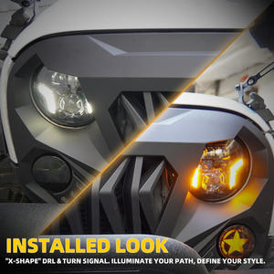 Para <span class=keywords><strong>Jeep</strong></span> Wrangler JK/TJ/CJ <span class=keywords><strong>Rubicon</strong></span> Sahara 1997-2017, Faro de 7 pulgadas con haz alto/bajo DRL, intermitentes ámbar, Unidad de pares - Product Image 5