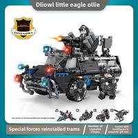 Ensemble de blocs de construction de véhicules militaires de la série SWAT, 400+ pièces, voitures blindées anti-émeute pour garçons, modèle en plastique ABS