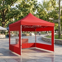 Proveedor Directo de Carpa Plegable para Ferias Comerciales, Color Rojo, con Paredes Laterales, Ventanas Transparentes y Techo Piramidal para Mercados al Aire Libre