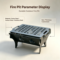 Barbecue portable moderne en acier écologique, foyer rectangulaire démontable/assemblable à bois pour la randonnée et le camping en extérieur