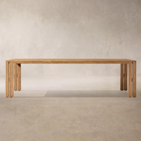 Table de salle à manger rectangulaire d'extérieur en teck massif, résistante aux intempéries, durable, avec plateau à lattes pour patio et jardin, taille personnalisée, OEM