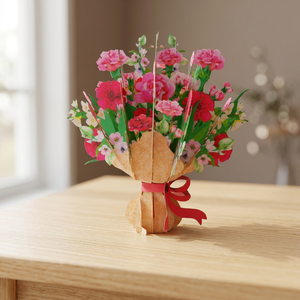 Meilleure Vente : Bouquet de Carnations 3D Artisanales en Papier, Carte Pop-up Tendance, Design Personnalisé, Artisanat du Vietnam, Viet-craft - Product Image 5