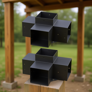 Kit de Soporte de Esquina de Alta Resistencia de 4 Vías, 2 Piezas, 6x6 Pulgadas, Acero Pintado, para Pérgola Exterior, Soporte para Vigas de Madera - Product Image 2