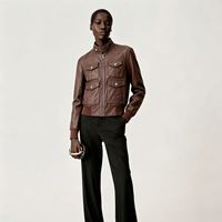 Veste en cuir pour femme de haute qualité en véritable peau de mouton, coupe ajustée, poignets côtelés, pour le streetwear