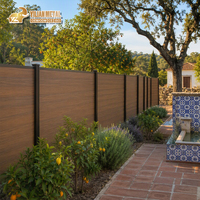 Panneau de clôture en composite bois-plastique pour l'extérieur, écran de jardin pour piscine, résistant aux intempéries et aux UV, poteau en aluminium, OEM ODM