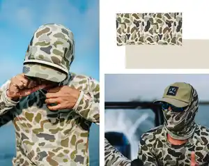 Factory Price Camo Fishing Shirt With Mask Anti-Uv Quick-Drying Upf 50+ Fishing Hoodie With Pockets Performance Fishing Wear
