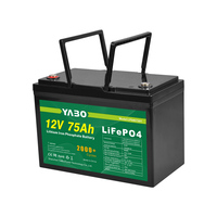 بطارية ليثيوم أيون قابلة لإعادة الشحن بطارية lifepo4 عالية الكثافة طاقة طويلة العمر 12 فولت 75ah مع bms