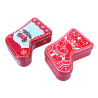 Boîtes en fer blanc en forme de chaussure de Noël pour l'emballage de cadeaux, boîte en fer blanc pour bonbons et biscuits