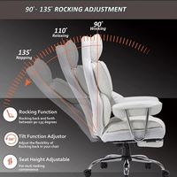 JOHOOFURNITURE Chaise de bureau exécutive extra large en cuir PU blanc à dossier haut avec repose-pieds Burostuhl