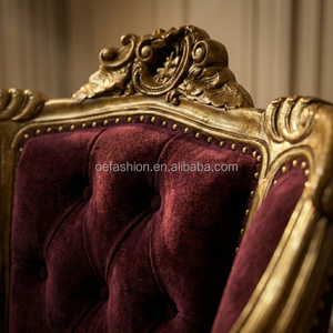 [OEM/ODM] Poltrona di Lusso in Stile Rococò Francese Intagliata a Mano con Foglia d'Oro per Progetti di Arredamento per Hotel a 5 Stelle e Ville - Product Image 2