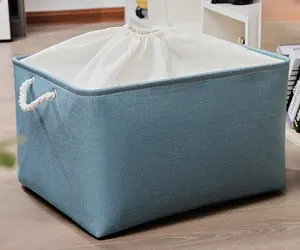 Cesta de armazenamento portátil de algodão e linho maciço colcha dobrável caixa de armazenamento de tecido cesta de armazenamento à prova de poeira