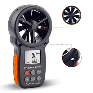 Anemometer Digital Genggam Pengukur Kecepatan Angin, Anemometer Digital BT 100 untuk Mengukur Suhu Kecepatan Angin dan Pendinginan Angin dengan Lampu Latar LCD