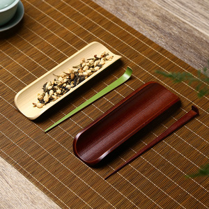 Bamboo <b>tea</b> scoop and towel holder, <b>tea</b> ceremony accessories, bamboo <b>tea</b> <b>tray</b>, carbonized <b>tea</b> towel holder, decorative item, - Product Image 4