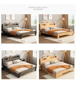 Cama nórdica de madera maciza de 1,8 m, cama doble grande para <span class=keywords><strong>matrimonio</strong></span>, <span class=keywords><strong>dormitorio</strong></span> moderno y sencillo, estilo japonés - Product Image 6