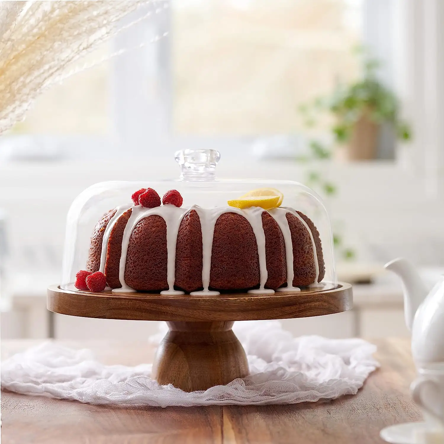 Acacia Desert Wedding Party acrilico legno Cake Stand tavolo cupola in legno scatola porta torta nuziale