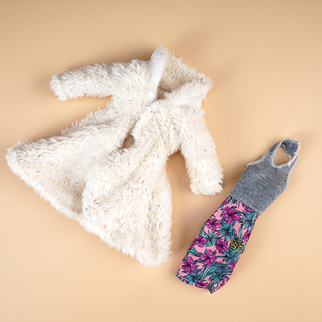 Khaki Fleece Coat + Skirt (2-Piece Set)